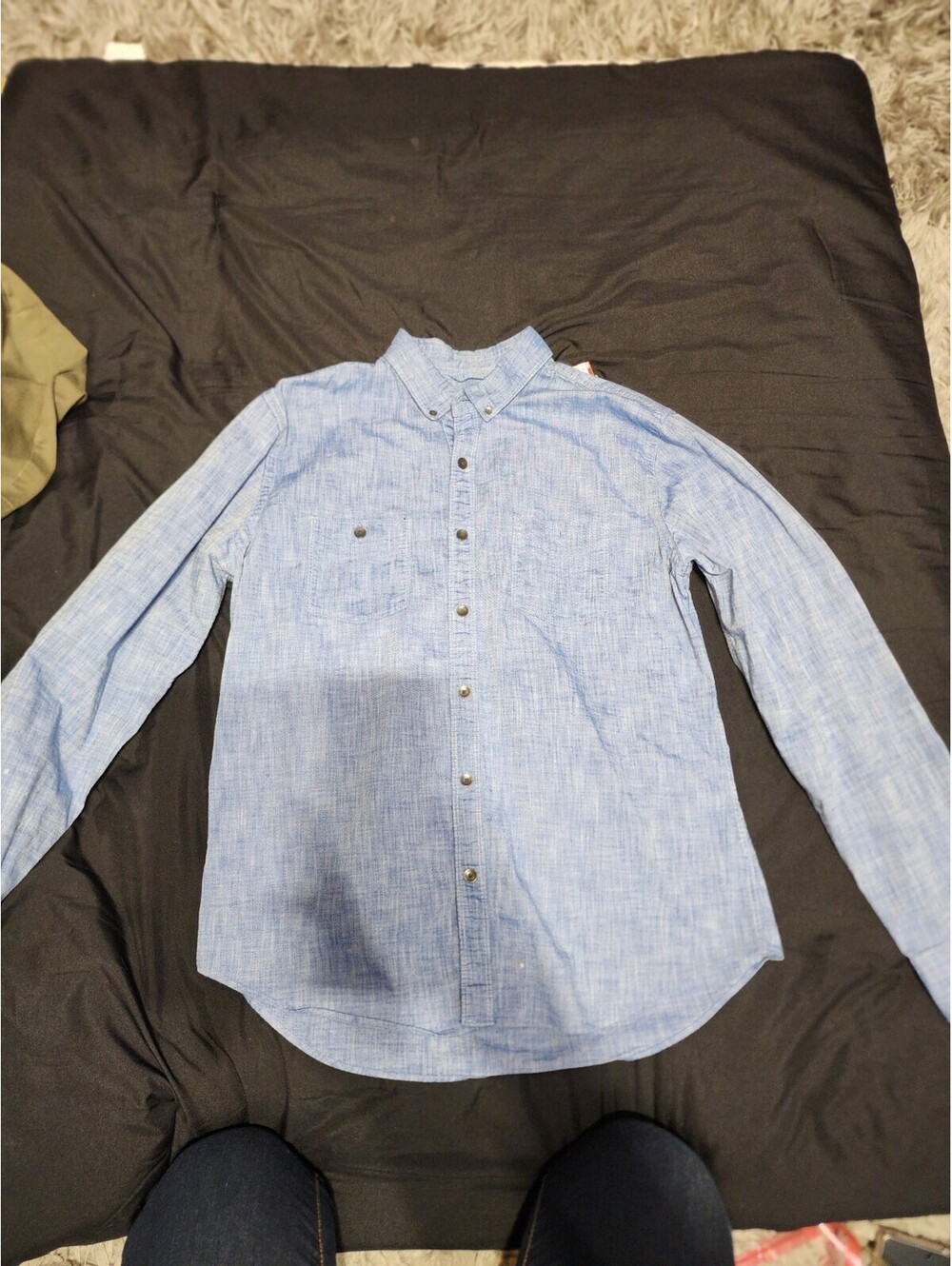 Express Men's Blue Long Sleeve Button-Down Cotton Shirt Size L